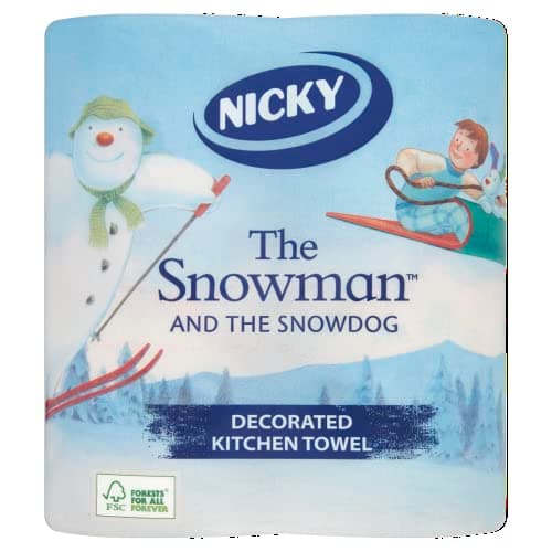 Image of Nicky The Snowman and The Snowdog Decorated Kitchen Towels, Pack of 2