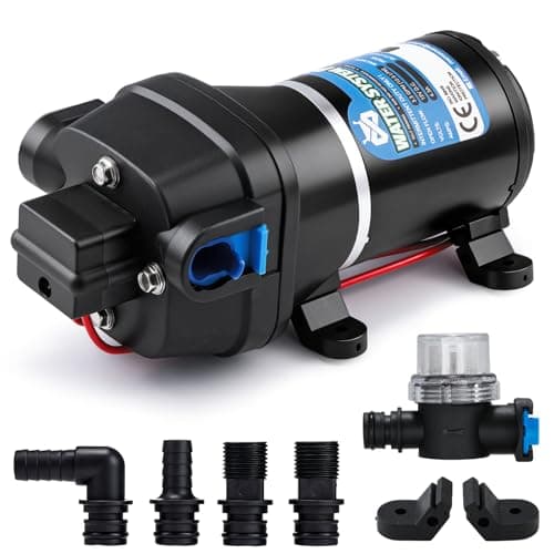 Image of Mxmoonant 12V DC Automatic Water Pump, Booster Diaphragm Pump, 35Psi, 2.4Bar, 95W, 12.5Lpm, Self Priming, Overload Protection, Low Noise, for Caravan, Boat, Wash, Spray, Garden Irrigation