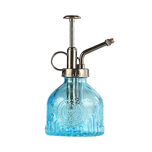 Image of ZIUHEOA Plant Mister Glass Watering Spray Bottle 6.4" Tall Watering Can Retro High-Atomization Nozzle Sealed Leak-Proof,for Garden Plants Flower (Blue)