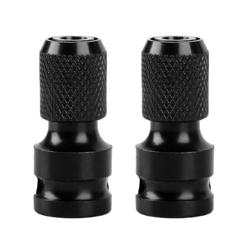 Image of 2 Pcs 1/2 inch Square Drive to 1/4 inch Hex Shank Socket Adapter, Impact Socket Adapter, Quick Release Chuck Converter Impact Adaptor forImpact Ratchet Wrench Screwdriver Bit Sockets