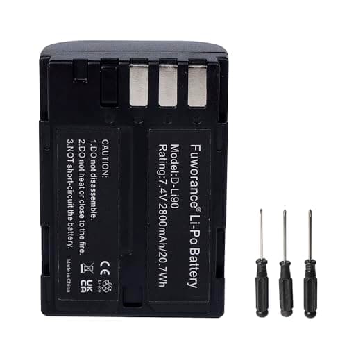 Image of Fuworance 2800mAh 7.4V D-Li90 Replacement Battery Compatible with Pentax K-01 K-3 K-3II K-5 K-52 K-5II K-5IIs K-7 K-7D 645D 645Z Camera Battery Lithium Ion