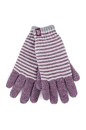 Image of HEAT HOLDERS - Ladies Cute Striped Fairisle Warm Knitted Fleece Lined Winter Thermal Gloves (M/L, Rose (Oslo))