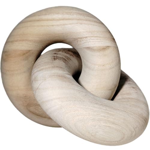 Image of PIGPIGFLY Bohemian Wood Chain Link Decor - Natural Macramé Knot Ornament for Shelf & Wall, Scandinavian Style Living Room Decorative Accessories(Wood Color)