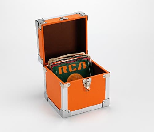 Image of Steepletone SRB07GL CD and 7-Inch Vinyl Singles Retro Style Storage Carry Case (Orange)