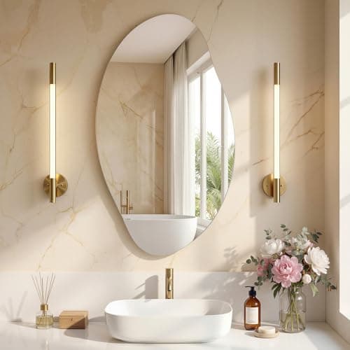 Image of SONGMICS Wall Mirror Modern, Irregular Asymmetrical Mirror, Petal-Shaped Decorative Wall Decor, 60 x 45 cm, Frameless, for Hallway Bathroom Bedroom Vanity LWM020BD01