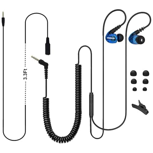 Image of MOXKING Headphones for TV with LONG CORD Earbuds, 16FT / 4.8M Extension Cable Earphones Ear buds for PC, 3.5mm Audio Output, Metal Stereo In-Ear Wired Bass Headset with Spring Coil Wired