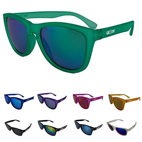 Image of gr8ful® Sunglasses for Men & Women | Ladies & Mens Shades | Retro Sun Glasses for Outdoors, Hiking, Walking, Golf, Fishing, Cycling, Running | UV Protection Polarized (Green Frame, Green Mirror Lens)