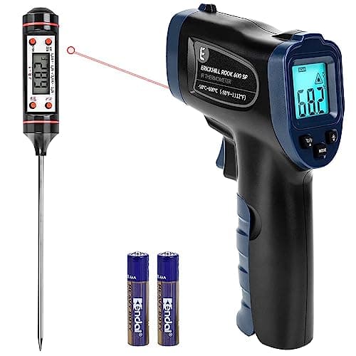 Image of ERICKHILL Non-Contact Infrared Thermometer -50℃~600℃ LCD Backlit Screen Adjustable Emissivity - for Vehicle Repair/Cooking/BBQ/Freezer/Fridge/Baking, with Meat Temperature Detector
