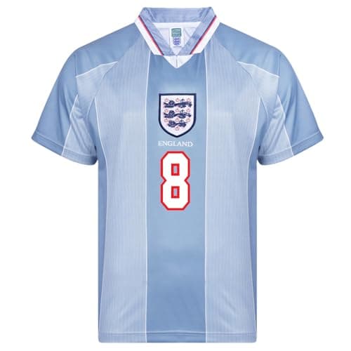 Image of Score Draw England 1996 Away No.8 Euro Championship Shirt Grey Large Polyester