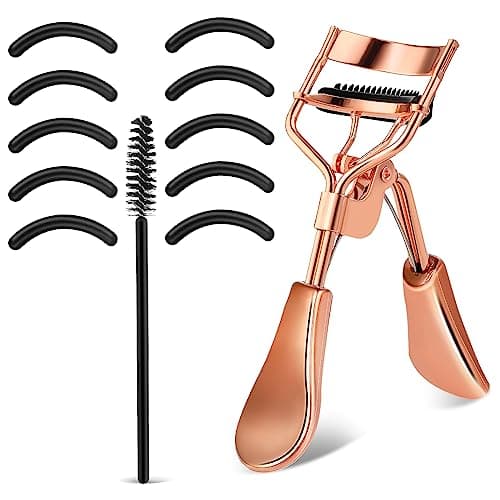 Image of WLLHYF Eyelash Curler Kit Metal Eye Lashes Curler, Professional Makeup Tool with Built-in Comb Eye with 10 Replacement Refill Pads Get Dramatically Curled Eyelashes for Women Girl