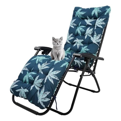 Image of wawofun Sun Lounger Cushions Only, 170 * 53cm Garden Sunlounger Cushions with Top Cover Garden Recliner Chair Seat Pads Sunbed Cushion for Indoor Outdoor Patio Yard Beach (Green)