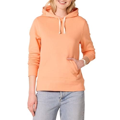 Image of Amazon Essentials Women's French Terry Fleece Pullover Hoodie, Melon Orange, XL