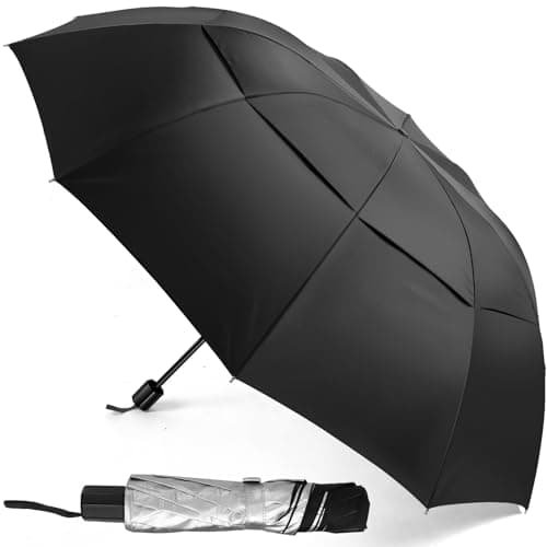 Image of Kalolary 62 Inch Extra Oversize Large Compact Golf Umbrella, UPF50+ Double Canopy Vented Windproof Waterproof Stick Oversized Umbrella for Women & Men(Black)
