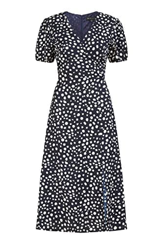 Image of Mela London Mela Navy Spot Midi Tea Dress 18 Navy