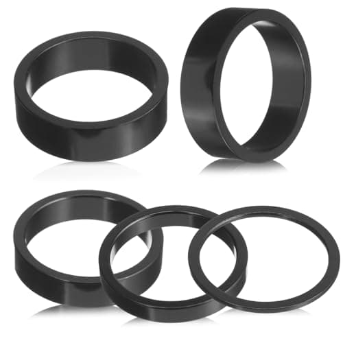 Image of QttvbTna 5 Pcs Bike Headset Spacer 1 1/8", 4 Sizes Bicycle Headset Washer Road Bike Stem Spacers, Aluminium Alloy Headset Spacers for Bikes(2mm 3mm 5mm 2x10mm)