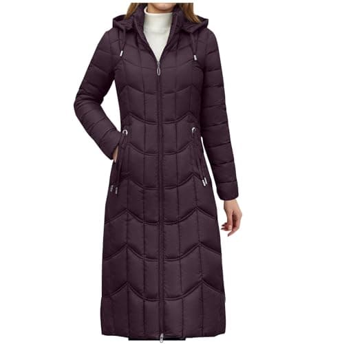 Image of Women's Winter Coat, Warm Quilted Coat Outerwear Parka Jackets Waterproof Long Down Coats Hooded Jacket with Hood Longline Hooded Coats Insulated Cotton Jacket for Trekking, Climbing & Skiing S-5XL