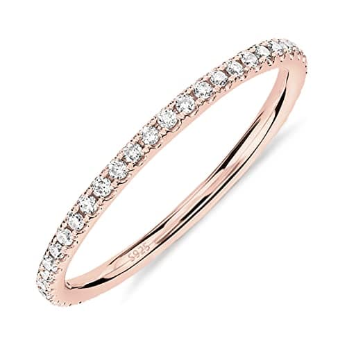Image of PAVOI 14K Gold Plated Sterling Silver CZ Simulated Diamond Stackable Ring Eternity Bands for Women