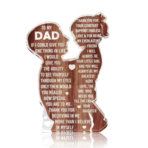 Image of Feliciay Dad Gifts from Daughter, Dad Birthday Gift from Daughter - Best Dad Ever Desk Decor Acrylic Plaque, New Dad Gift for Father's Day Christmas Valentines