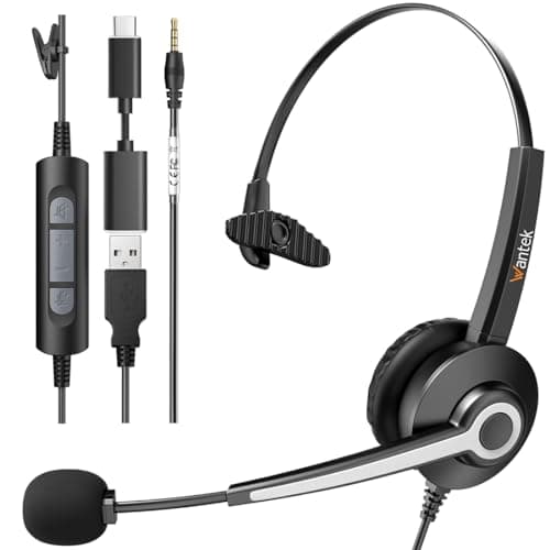 Image of Wantek USB Headset with Microphone,Computer Headset with Noise Canceling Microphone for PC Laptop