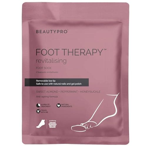 Image of BEAUTYPRO FOOT THERAPY Intensely Moisturising Foot Mask Collagen Salicylic Acid & Argan Oil Natural Nourishing Foot Socks Removeable Toe Tips Vegan Treatment For Dry Feet Multi Award Winning Brand
