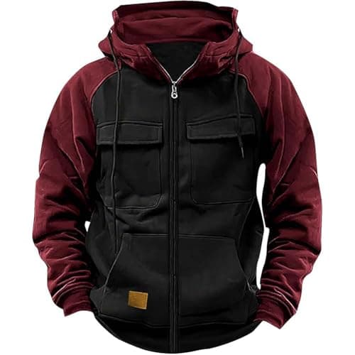 Image of Generisch Sweat Jacket Men's Casual Fashionable Outdoor Zip Long Sleeve Hoodie Pullover Men's Extra Sleeve, black, M