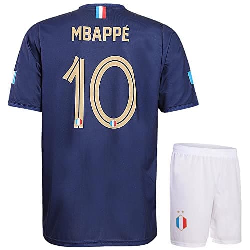 Image of France Football Jersey Set Mbappe Home - 2024-2026 - Children and Adults - Boys - Sports Clothing - Gift - Sports t-Shirt - Sportswear - Size S Blue