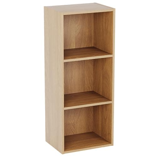 Image of Vida Designs Oxford 3 Tier Cube Bookcase, Oak Wooden Shelving Display Storage Unit Office Living Room Furniture