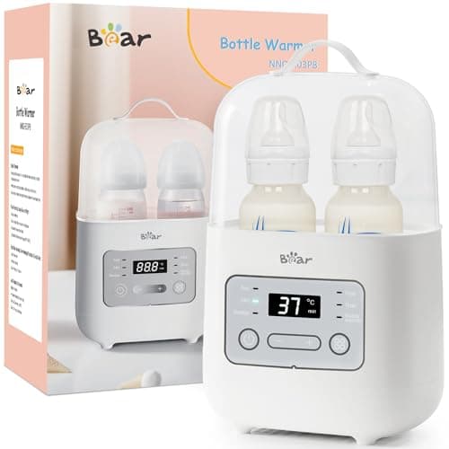 Image of Bear Bottle Warmer, Baby Double Bottle Sterilizer with Digital Display and Temperature Control in Minutes, Portable Mam Bottle Warmer for Breastmilk or Formula for Travel and Home Use