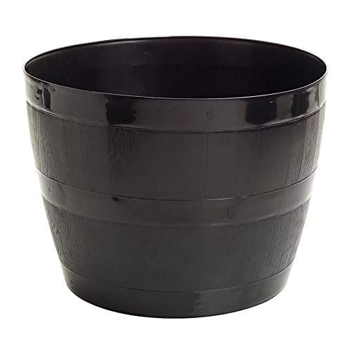 Image of Straame Plant Pot Tub, 50 Liters Gardening Flower Pots - Indoor Or Outdoor Planter - Multi-Purpose - Makes Your Living Space Bloom (Black Barrel Plantar Large- 45x33x34 cm)