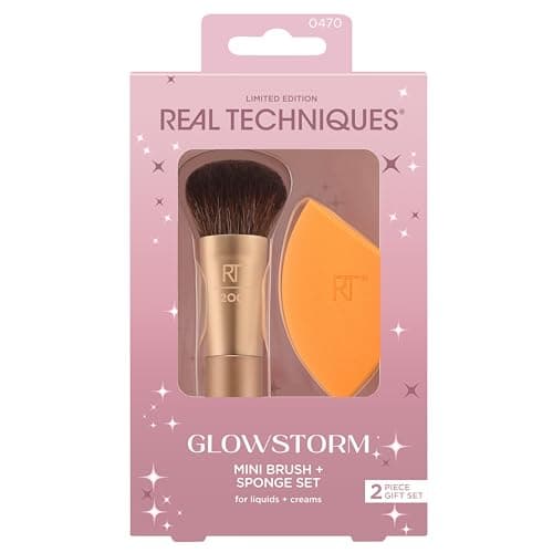 Image of Real Techniques Glowstorm Mini Brush + Sponge Kit, 2 Piece Limited Edition Gift Set
