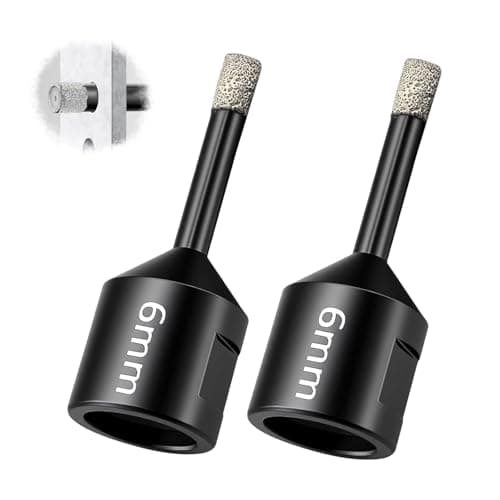 Image of Diamond Drill Bit 6mm 2PCS, M14 Vacuum Brazed Core Drill Bits for Tile Porcelain Marble Granite, Dry Hole Saw Compatible with Angle Grinder, Wear Resistant Precision Drilling