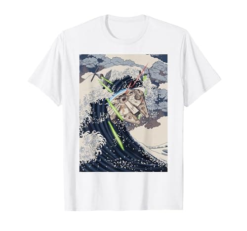 Image of Star Wars Millennium Falcon Space Wave Poster T-Shirt