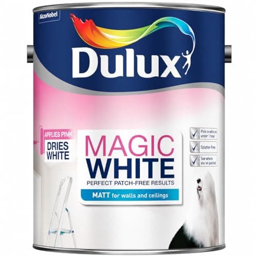 Image of DRW Pure Brilliant White Magic Matt Emulsion Paint 5L | Interior Wall and Ceiling Paint | Colour Changing Application Technology | Smooth Matt Finish for Living Room Bedroom Hallway