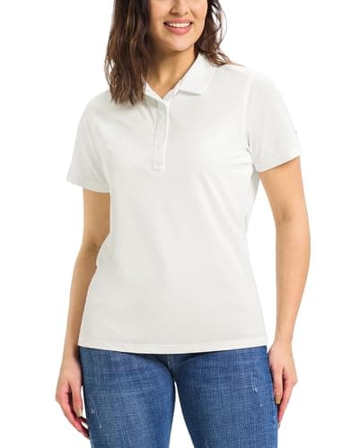 Image of 33,000ft Women's Polo Shirt Short Sleeve Breathable Golf Polo Moisture Wicking Polos Ladies Quick Dry Polos Outdoor Sports Athletic Tennis Performance Stretch T-Shirt for Work Casual Cream S