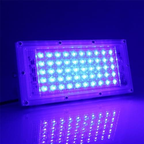 Image of MODOAO Flood Lights Outdoor, 50W 4800LM Blue LED Exterior Light, IP66 Waterproof Outdoor Flood Light, AC 220V Wiring Work Light for Party, Stage, Yard, Garden, Garage, Lawn, Court