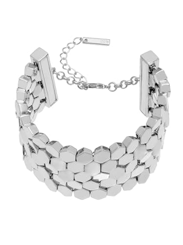 Image of Karen Millen Mosaic Wide Bracelet for Women (Silver)