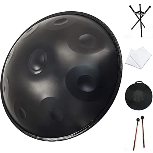Image of FYLZW Handpan Drum Instrument In D Minor 9 Notes 22 Inch Steel Hand Drum with Soft Hand Pan Bag, 2 Handpan Hammers, Handpan Stand, Dust Free Cloth