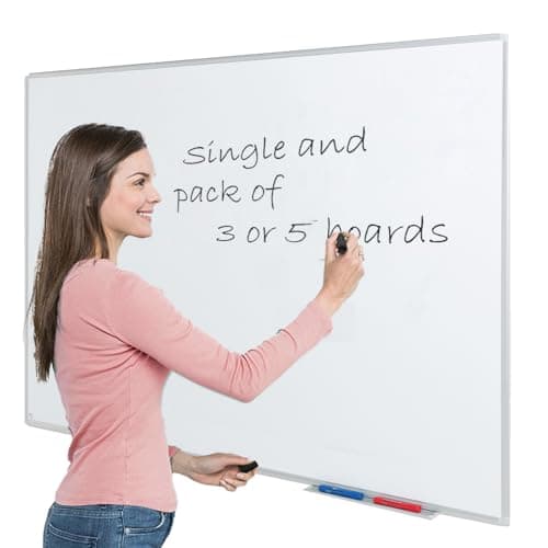 Image of Wonderwall Budget Magnetic Dry-Wipe Whiteboard, 1200 x 900 mm, Aluminium Frame, Clip-on Pen Tray - Ideal for Schools, Offices, Hospitality & Healthcare