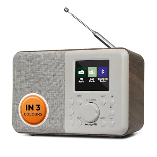 Image of MangoKit MD3 DAB Radio with Bluetooth, 2.4" Colour Display-Portable Digital Radio with DAB/DAB+/FM, 40 Presets, Dual Alarm, Snooze & Sleep, Headphone Jack, USB-C Mains or 12hr AA Battery Power-Walnut