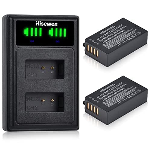 Image of Hisewen EN-EL20 EN-EL20a Battery and Dual Charger, 2Pack 1220mAh Replacement Battery for Nikon Coolpix P1000, P950, 1 AW1, 1 J1, 1 J2, 1 J3, 1 S1, 1 V3, DL24-500, Coolpix A Camera.