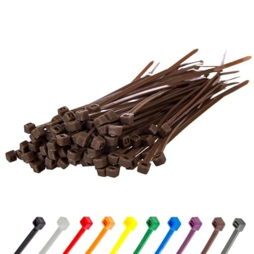 Image of Gocableties Small Brown Cable Ties, 150mm x 3.6mm, Pack of 100, 6" Premium Nylon Zip Ties, Plastic Tie Wraps, Secure Self-Locking Mechanism, for Home, Garden, Office and DIY