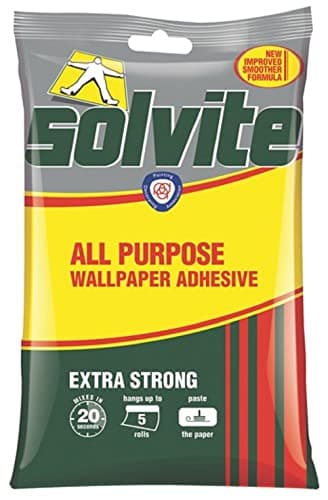 Image of Solvite All Purpose Wallpaper Adhesive,Wallpaper Paste, Mixes in 20 Seconds, Hangs up to 5 Rolls, 1x92 g Sachet