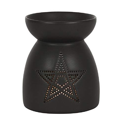 Image of JJA Wax Melt Burner, Black Pentagram Cut Out Oil Burner Essential Oils and Wax Melts Tea Light Holder Fragrance the Home Aromatherapy Witchcraft