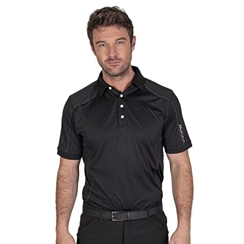 Image of Island GREEN Mens Igts1648 Top Stitch Polo Golf Shirt, Black, 3XL EU