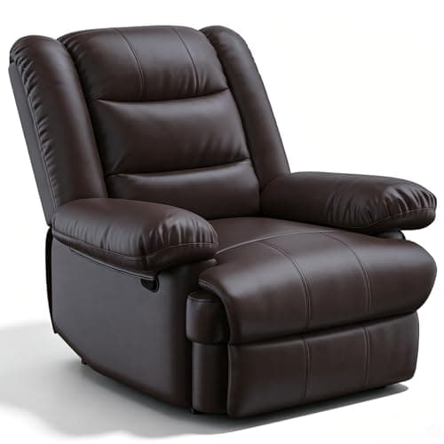 Image of Hamlody Recliner Armchair Reclining Chair Padded Seat Single Sofa Lounge Seating Manual Adjustable Legrest and Backrest PU Leather Couch Chair for Living Room Bedroom Home Theater Cafe (Brown)