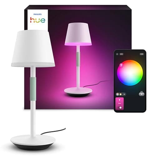 Image of Philips Hue Go Smart Portable Table Lamp Downlight - White White & Colour Ambiance LED with Bluetooth. for Home Indoor Lighting