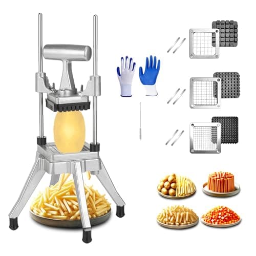 Image of Commercial Chopper Vegetable Dicer & Fruit Cutter Vegetable Fruit Food Chopper Stainless Steel Replacement Blades, 1/2", 3/8", 1/4" & 6-Wedge Blades French Fry Cutter Potato Slicer for Restaurants