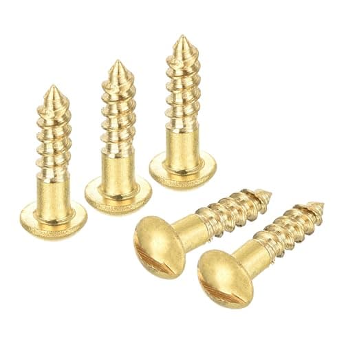 Image of sourcing map Wood Screws M3 x 12mm Slotted Round Head Brass Self-Tapping Screw 20 Pcs