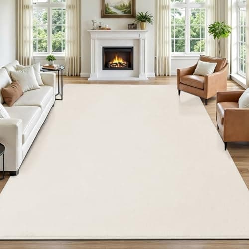 Image of SHACOS Cream Rugs Living Room Large 200x300 cm Washable Rug Anti Slip Fluffy Area Rugs Non-Slip Bedroom Rug Soft Carpets for Living Room