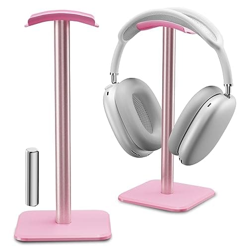 Image of Alyvisun Headphones Stand [Weighted Base & Taller Height] Headset Holder Stand, Universal Headset Desk Hook for All Gaming Headset/Desktop Earphones, Pink